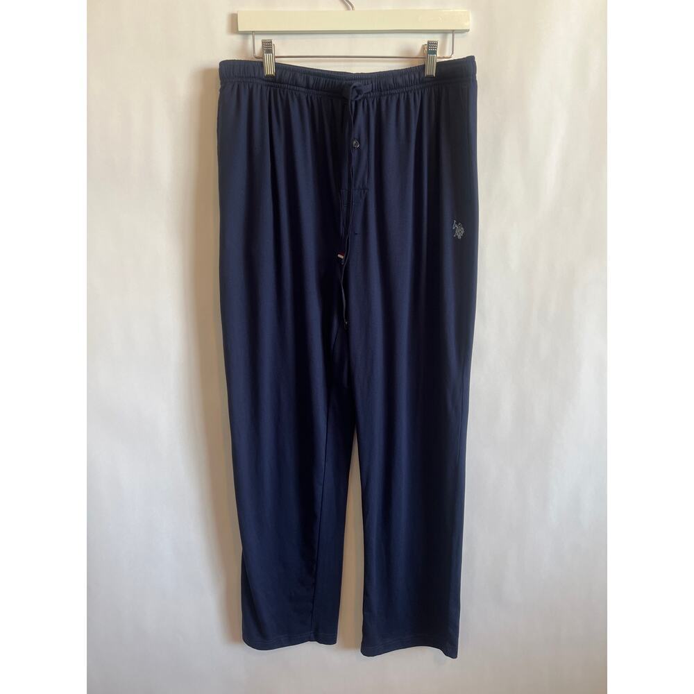 U.S. POLO ASSOCIATION MENS LUXURY KNIT LOUNGE PANTS NAVY BLUE SIZE LARGE